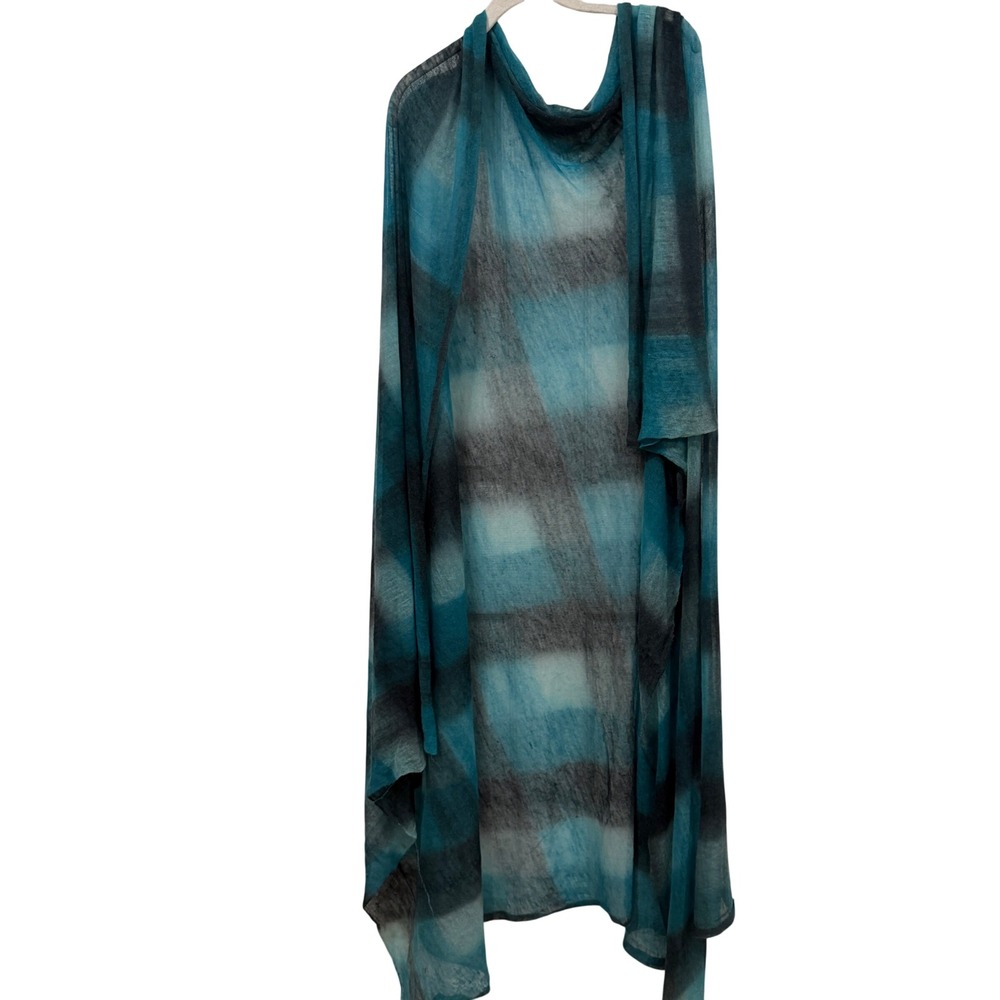 Botto Giuseppe Pin1876 100% Cashmere Scarf Teal Blue Plaid Made‎ in Italy Wrap
